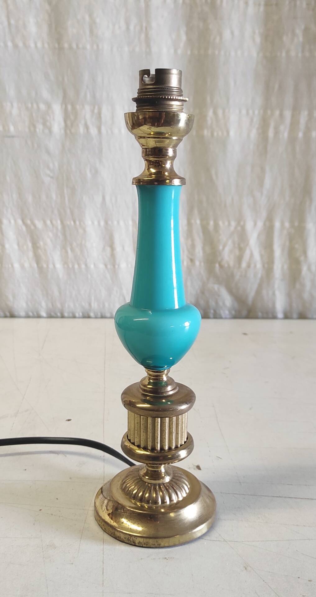 Lamp base in brass and turquoise opaline - mid 20th century.
