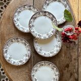 Lot de 6 assiettes à dessert anciennes en terre de fer modèle Alphand de Sa