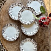 Set of 6 antique ironstone dessert plates, Alphand pattern by Sa