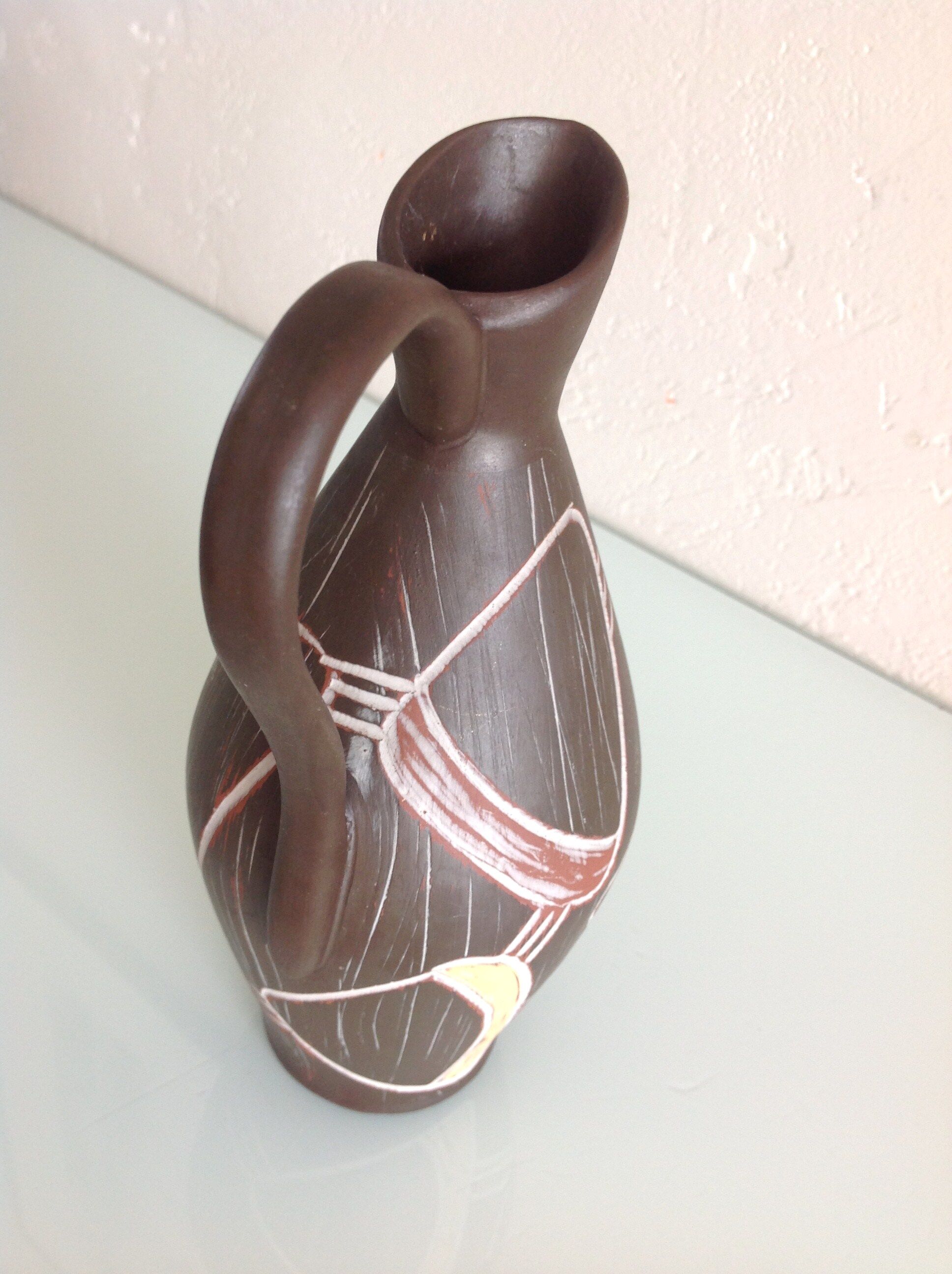 Polychrome ceramic soliflore vase by Sawa Foreign / vintage 60s-70s