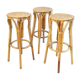 Set of 3 vintage rattan and bamboo stools