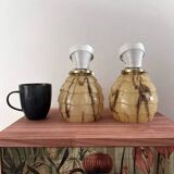 Pair of marbled opaline wall lights