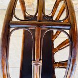 Vintage two-tier bamboo and rattan shelf with storage, Circa 1960