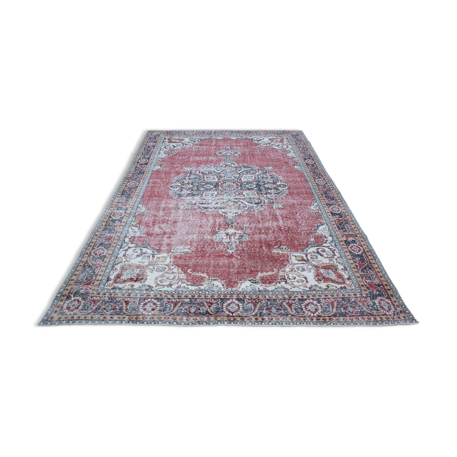 Vintage Persian Brick Red Rug, Hand Knotted Oriental Carpet, 209x325 Cm