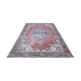 Tapis persan vintage rouge brique, tapis oriental noué à la main, 209x325 cm