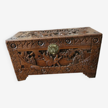 Carved wooden chest