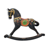Black horse rocking wood painted old finish