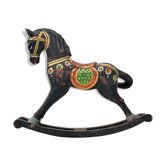 Black horse rocking wood painted old finish
