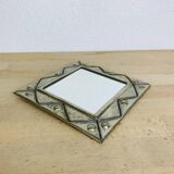 Square silver metal mirror, vintage