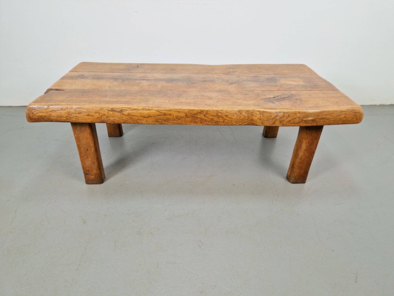 Mid-Century Brutalist Coffee Table in Oak, Spain, 1960s