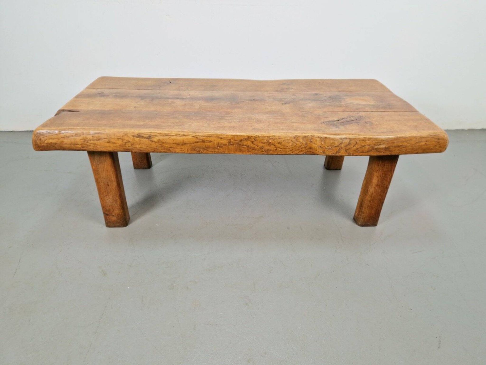 Mid-Century Brutalist Coffee Table in Oak, Spain, 1960s