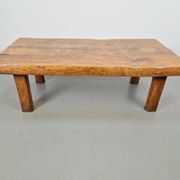 Mid-Century Brutalist Coffee Table in Oak, Spain, 1960s