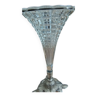 Vase pied en régule et verre moulé