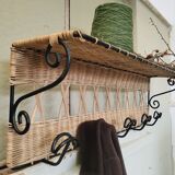 Coat rack hook wicker black metal vintage