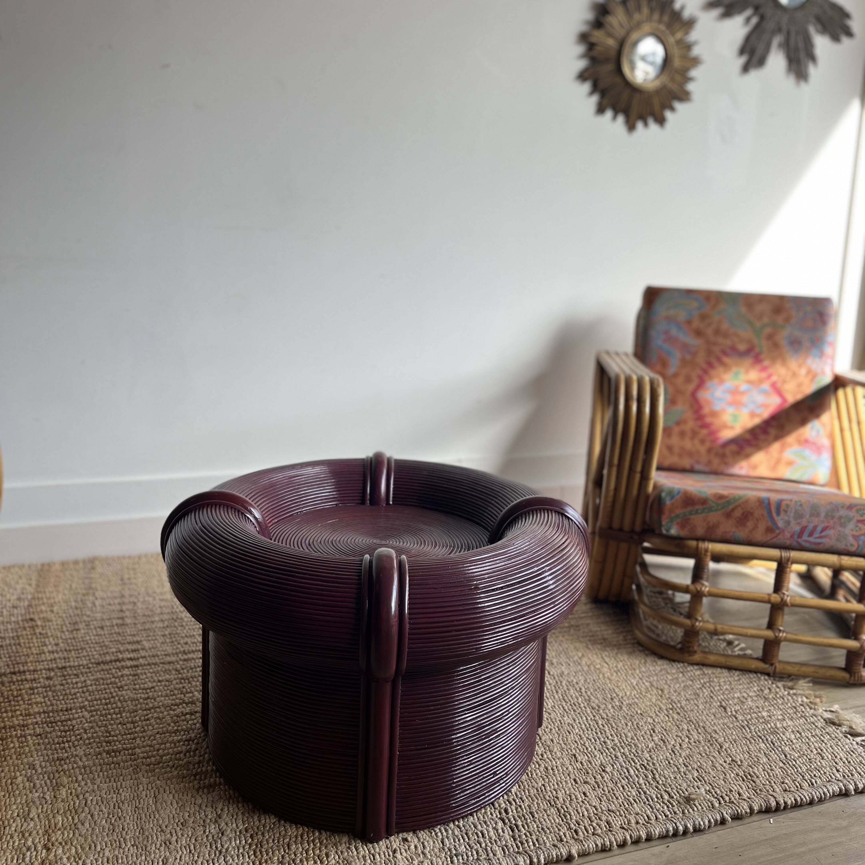 Bamboo rattan 'pencil reed' coffee table from Vivai del Sud Crespi