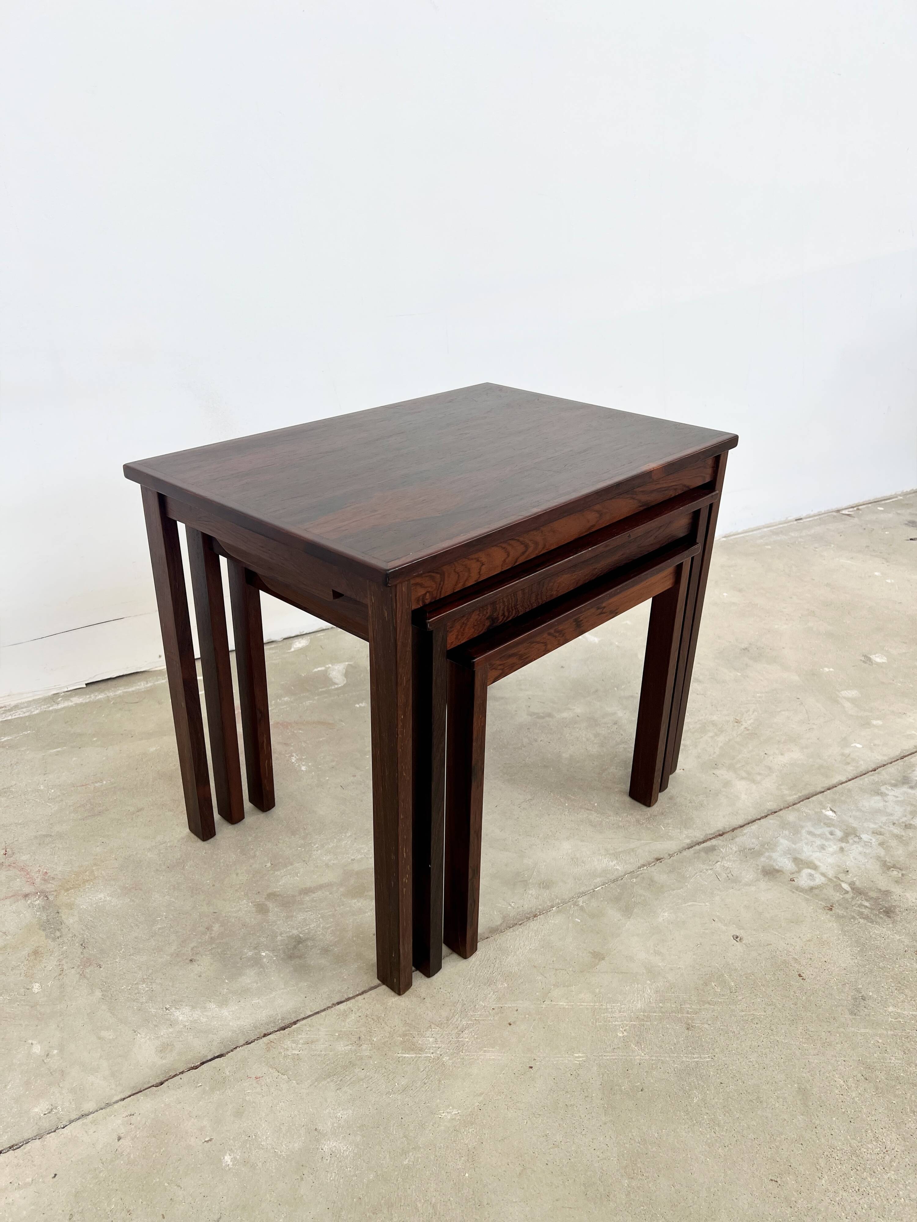 Nest of tables in rosewood, Denmark, 1960s.