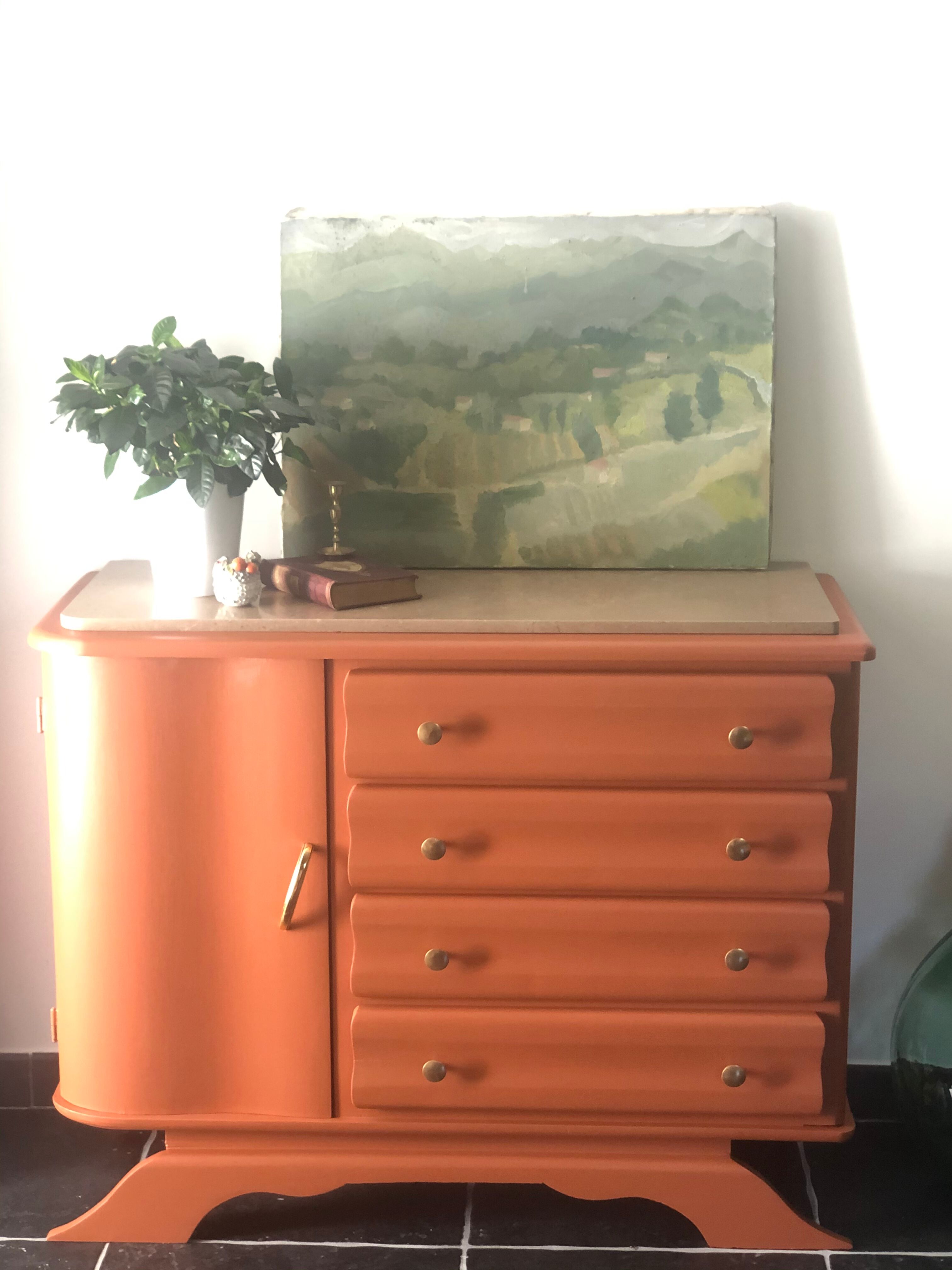 Terracotta vintage chest of drawers
