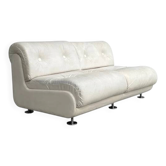 White leather Space Age 2 seat lounge sofa, 1970s