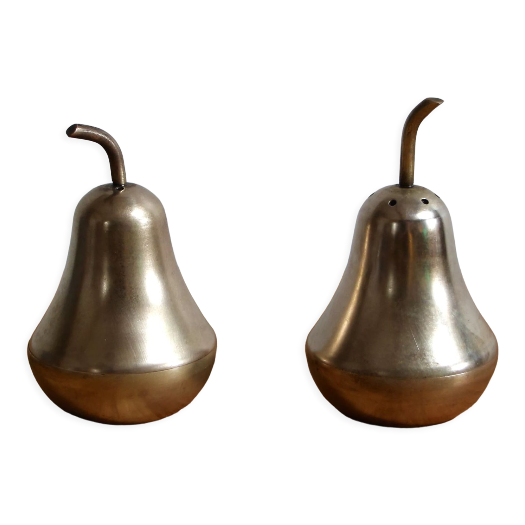 Brass pear salt shaker and pepper shaker