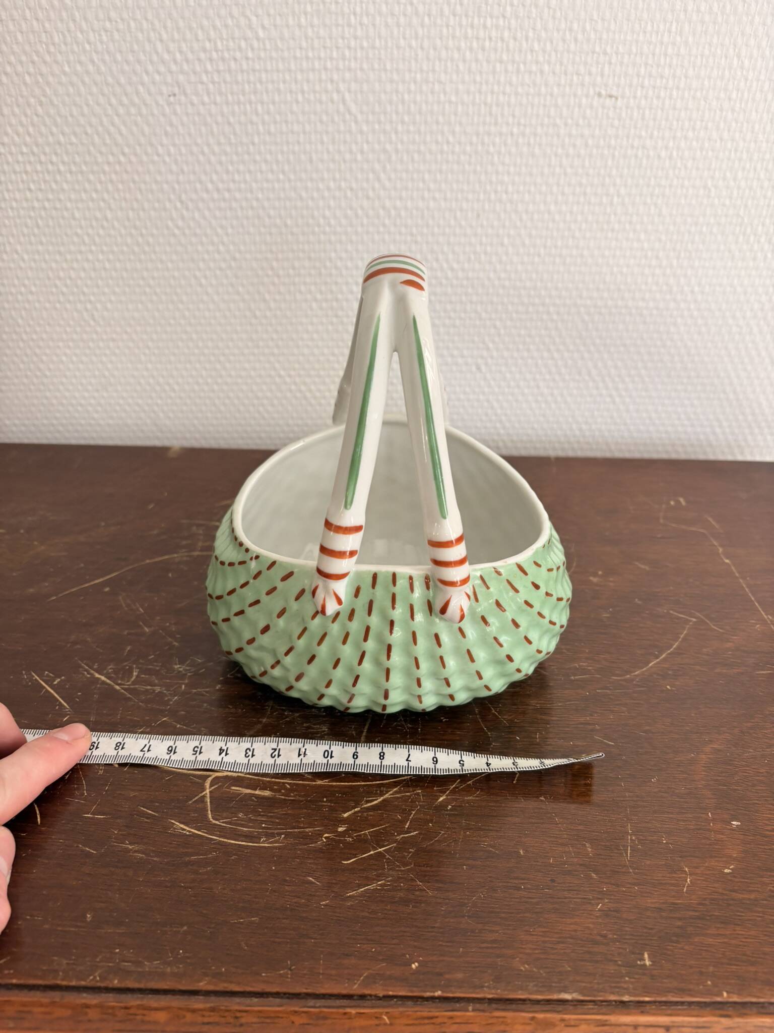 Vintage Mid 20th Century Limoges ULM Porcelain Basket with Handle