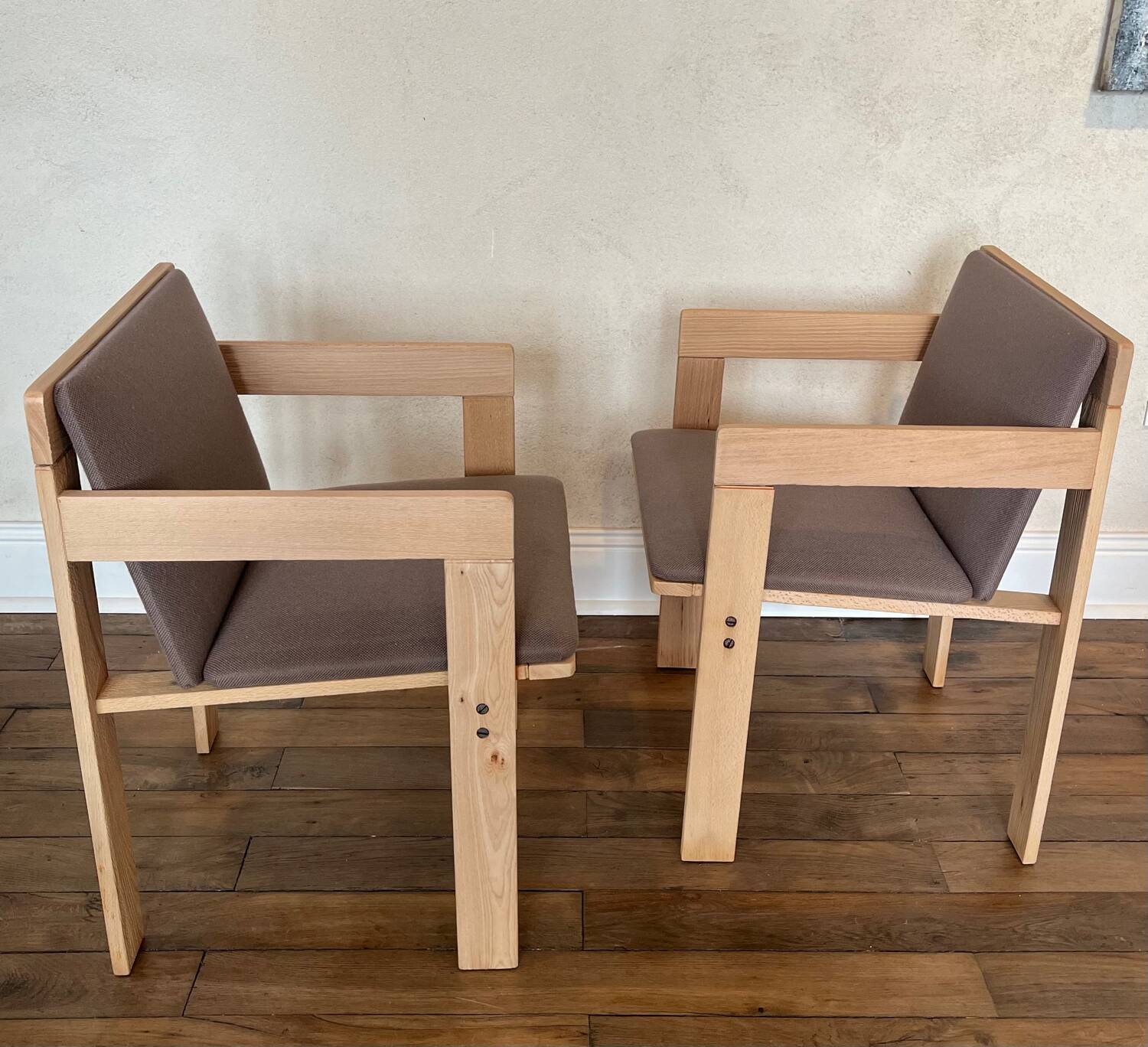 Set of 6 Fratelli Reguitti natural wood armchairs