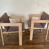 Set of 6 Fratelli Reguitti natural wood armchairs