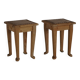 A pair of antique Danish pine stools from the late 19th century.