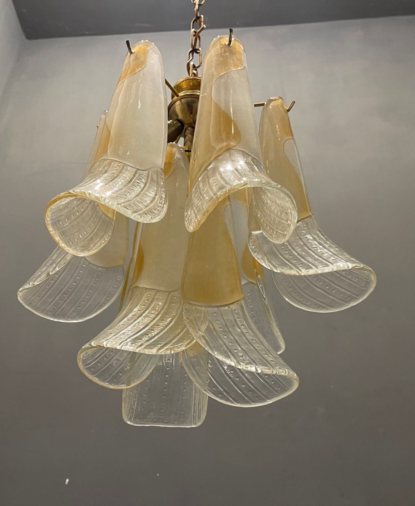 Suspension italienne en plumes de verre de Murano