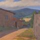 Old painting, Landscape Monts du Lyonnais, signed and dated 1946