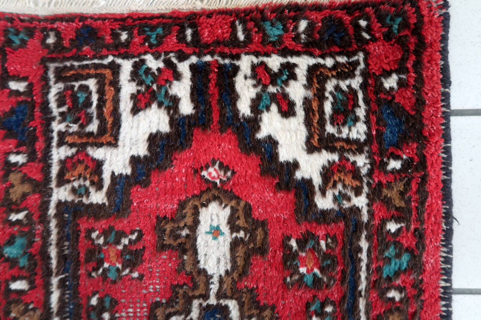 Tapis Vintage Hamadan en Laine (55cm x 88cm), Années 1970