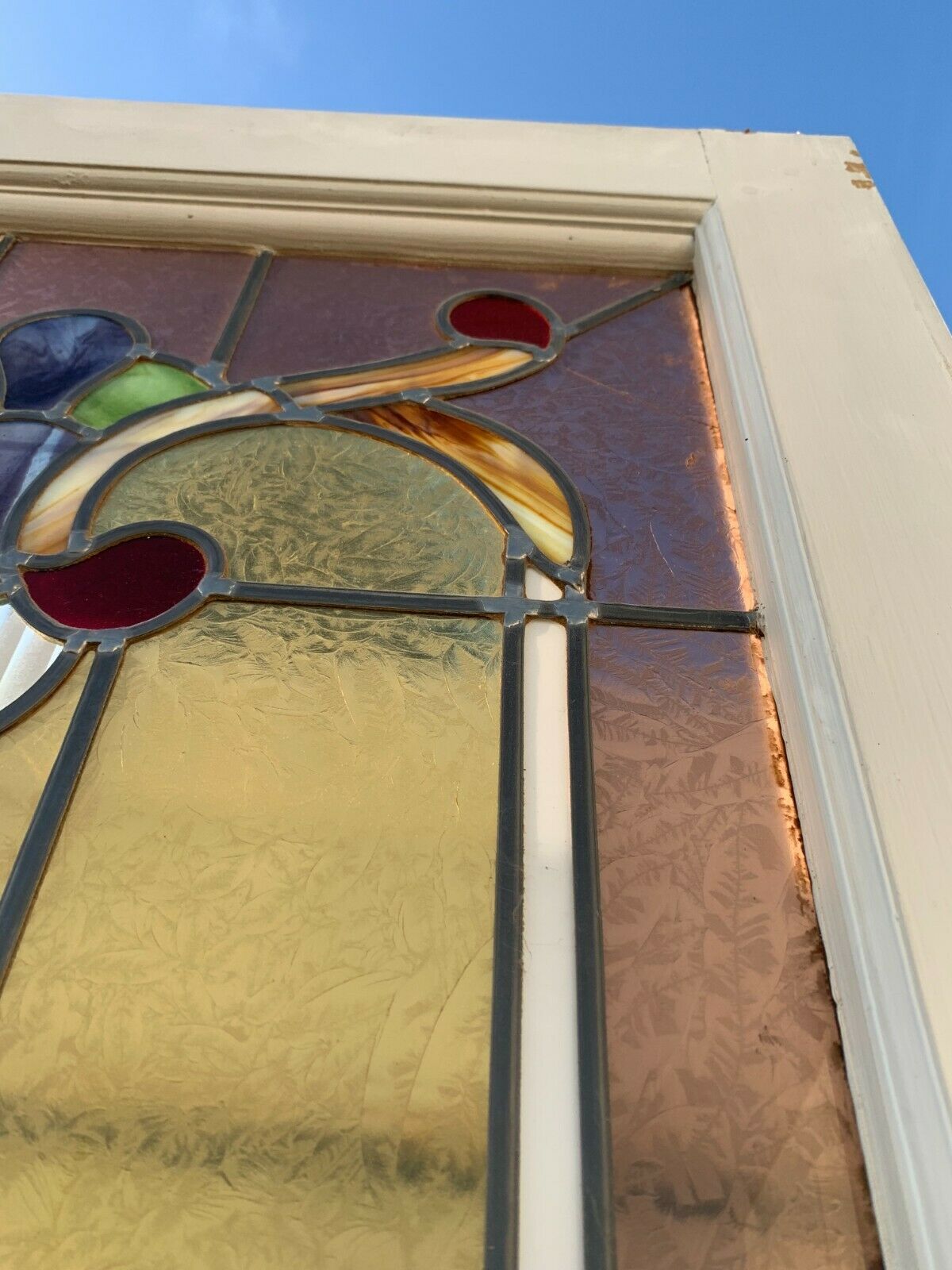 Double doors of passage in stained glass Art Deco XX century