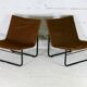 Paire de chauffeuses Kebe Danemark circa 1975 acier et toile "chocolat"