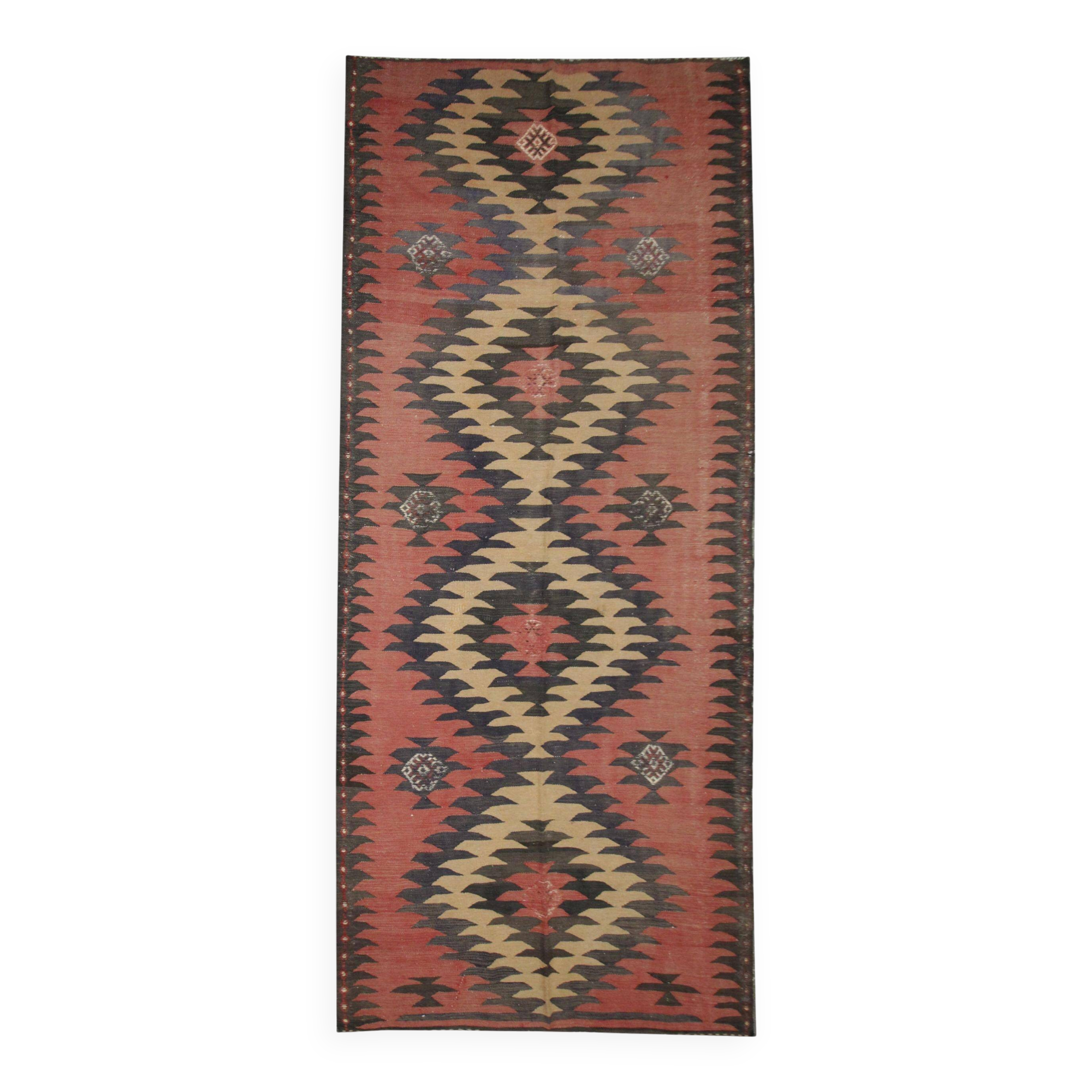 Vintage rugs wool kilim geometric rust carpet traditional flat-woven kilim rug