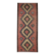 Tapis vintage en laine kilim géométrique, tapis rouille traditionnel en kilim tissé à plat.