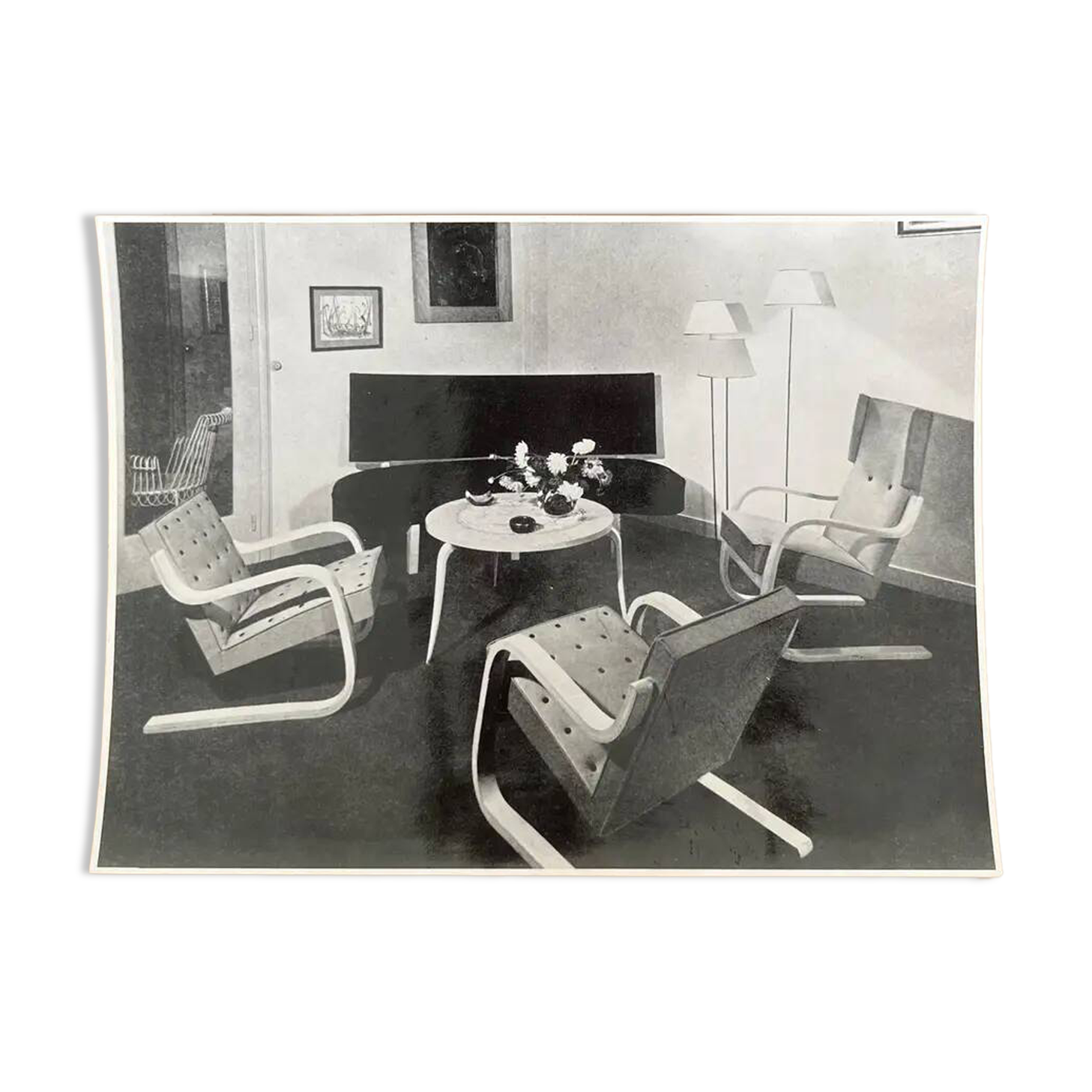 Original photo of interior, Bruno Matthson, Alvar Aalto, Stylclair, 1951