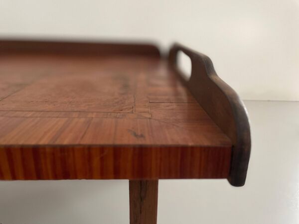 Table basse en bois avec joli motif carré  Plateau de service, années 1960, Allemagne