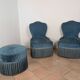 Frog chairs and pouffe