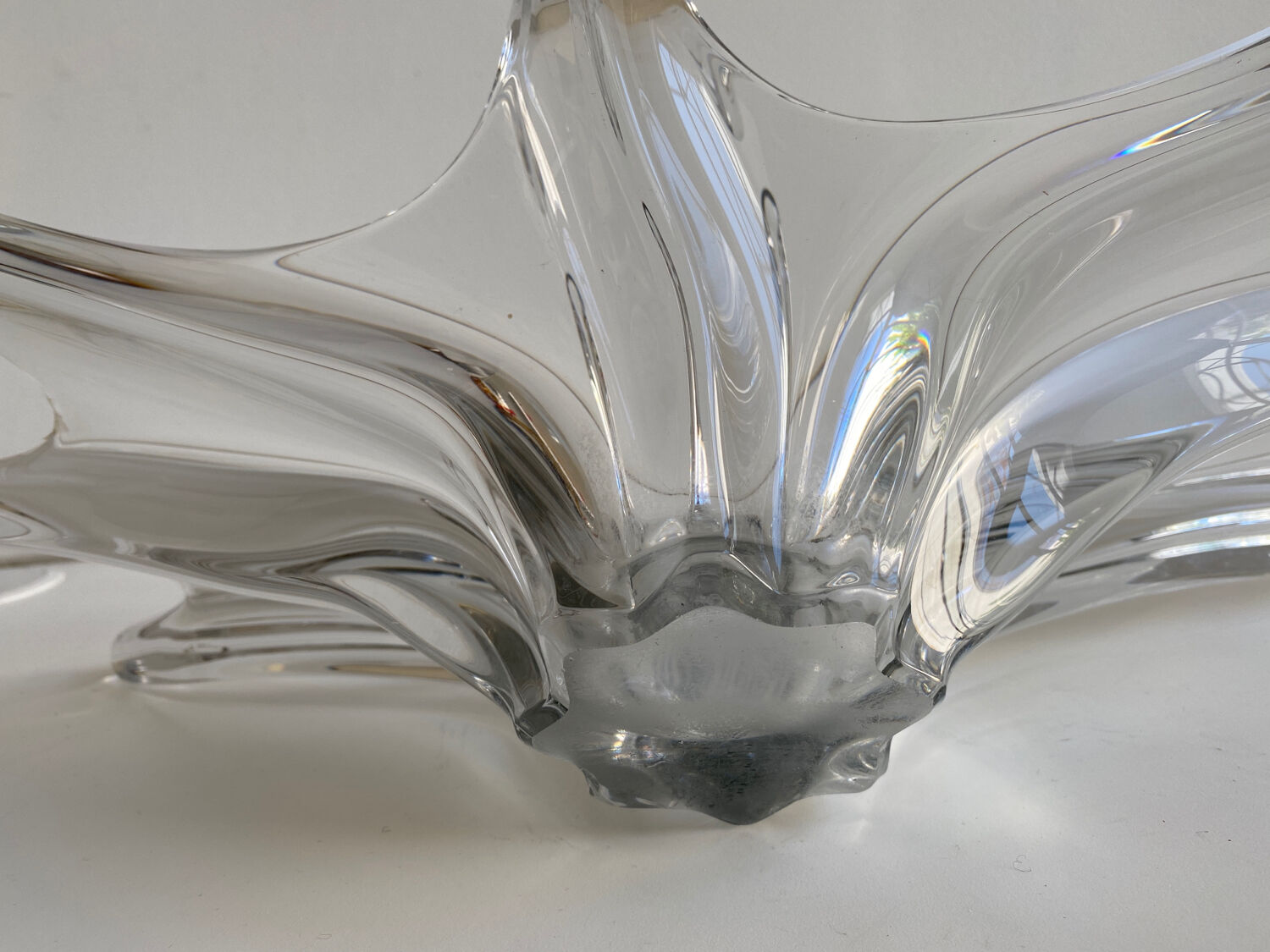 Coupe à fruits en verre de cristal Art Vannes France 1960 Selency