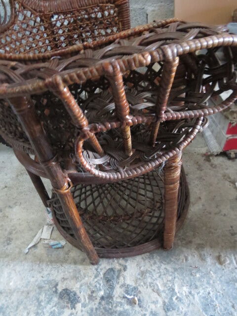 Emmanuelle rattan chair with satin cushions