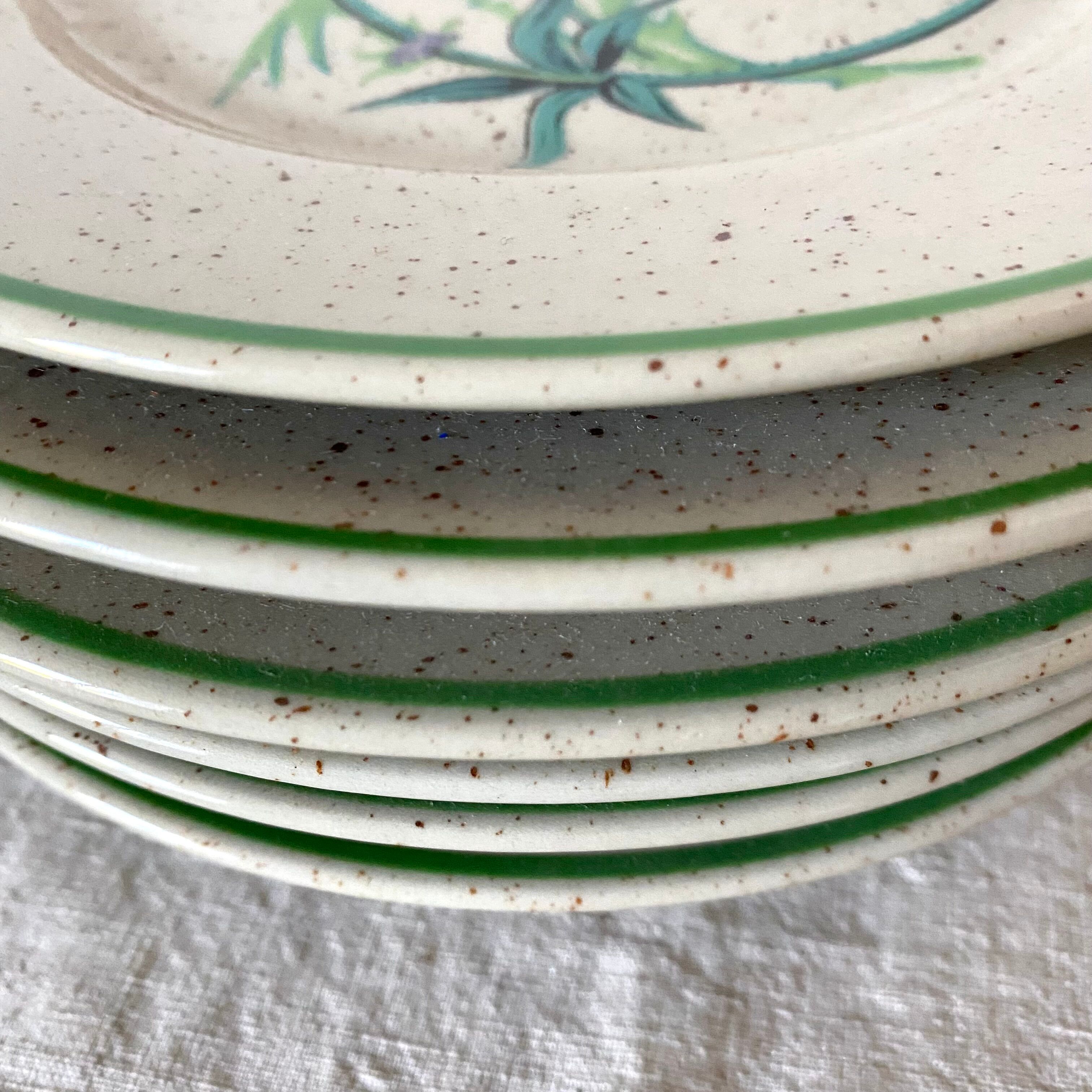 6 floral dessert plates