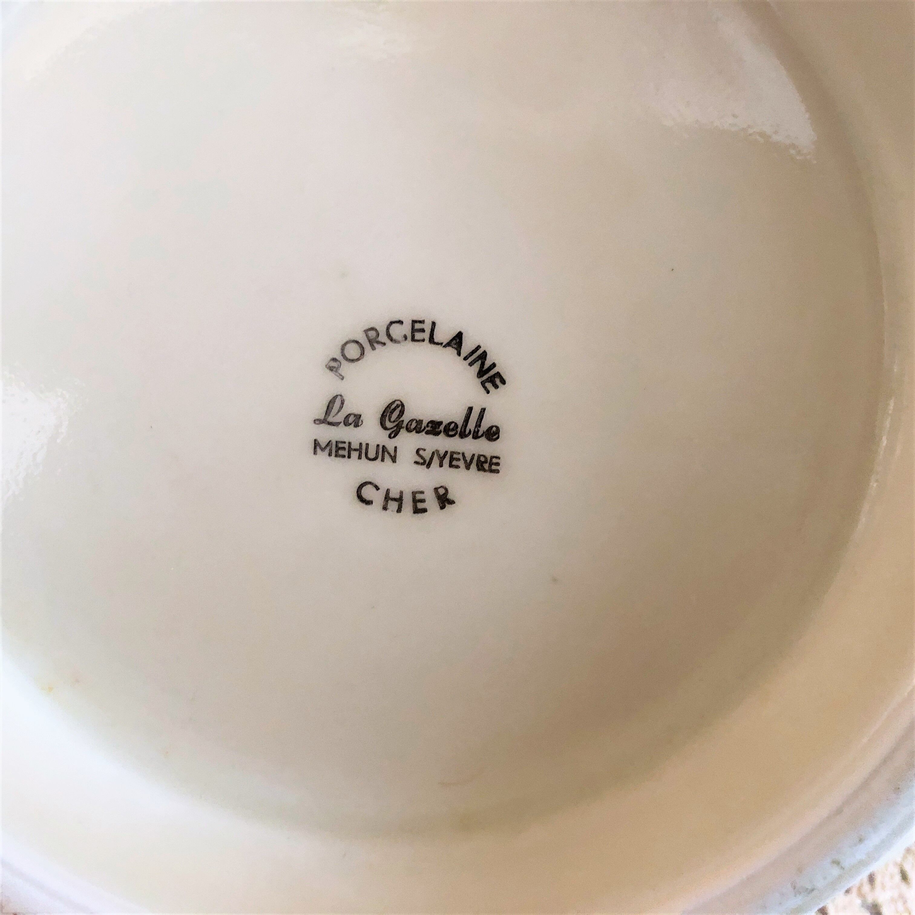 Compotier dish on porcelain piedouche mehun on yevre la gazelle retro