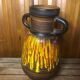 Ancien vase a anses st clément france céramique marron & orange vintage #a412