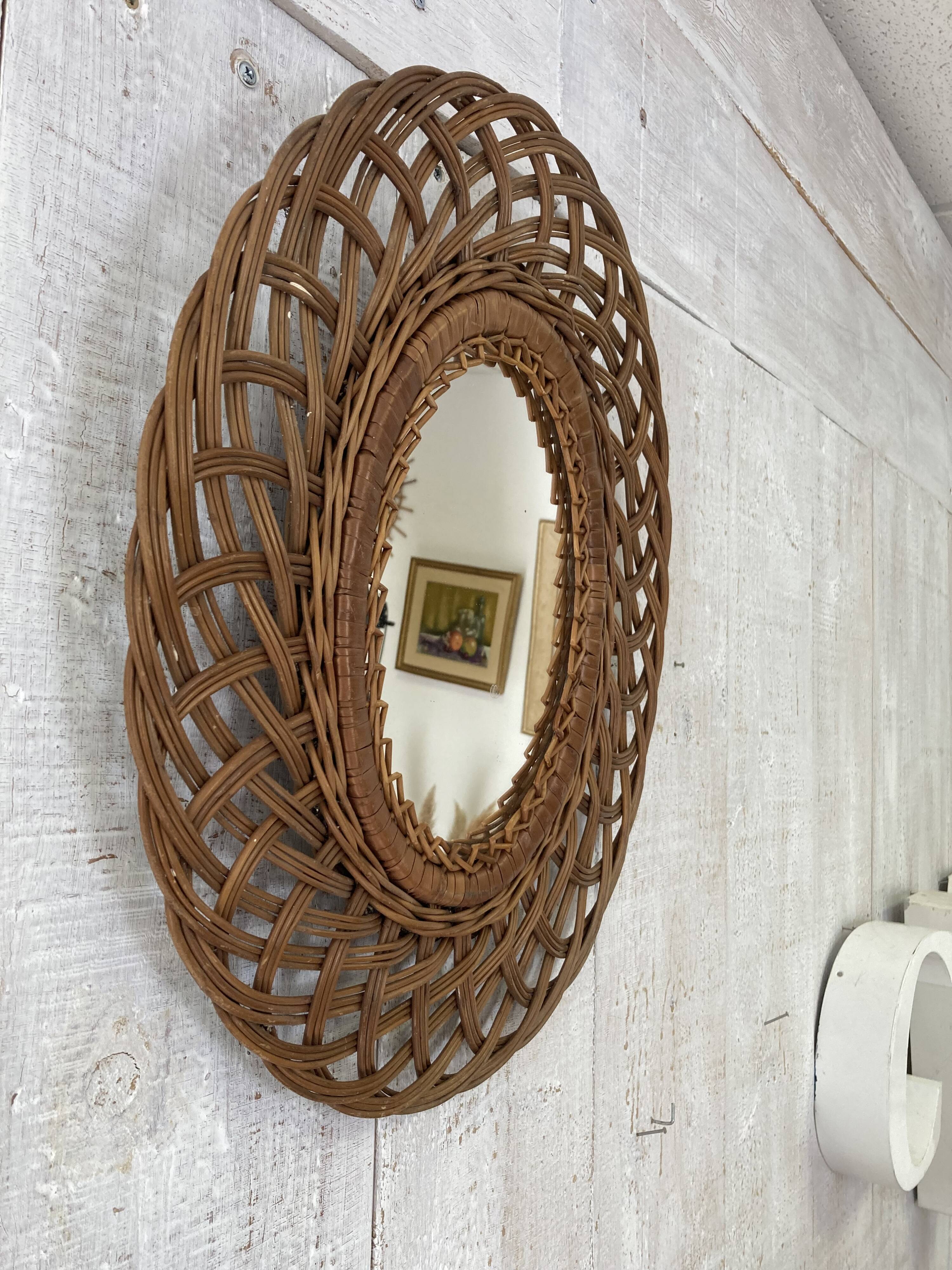 Vintage wicker mirror