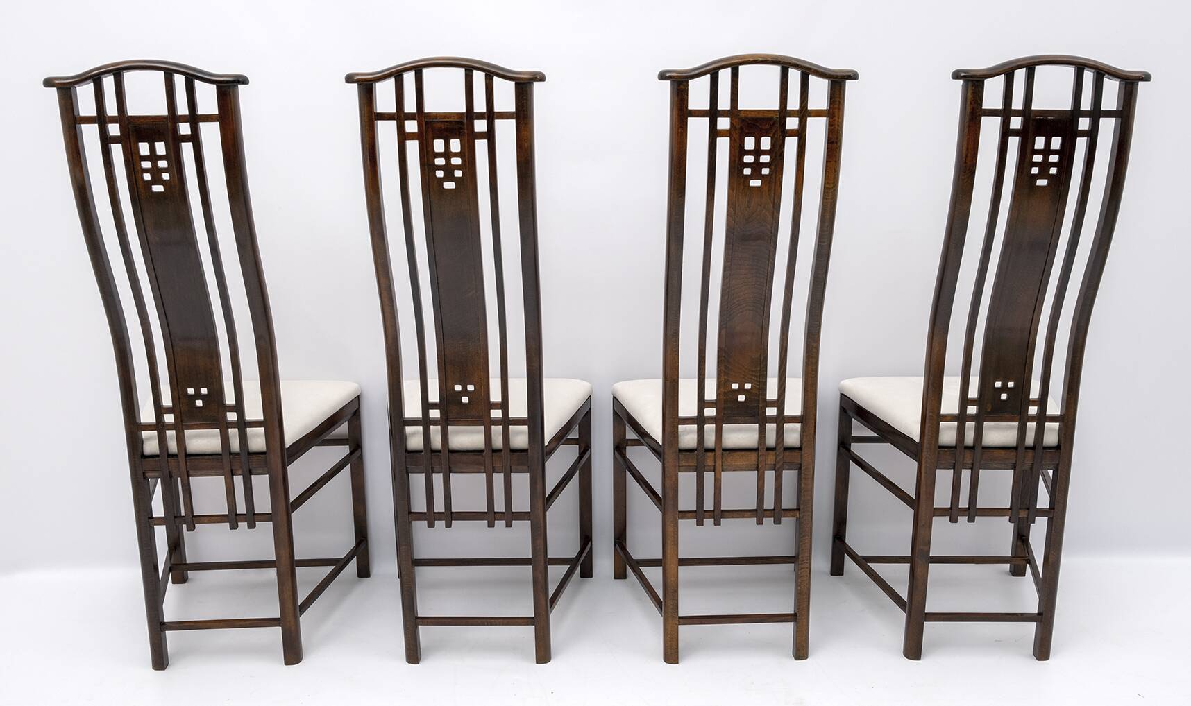 Four Giorgetti Italian Dinning Armchairs "Gallery", 1980s