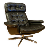 Leather swivel armchair, Denmark, 1960s