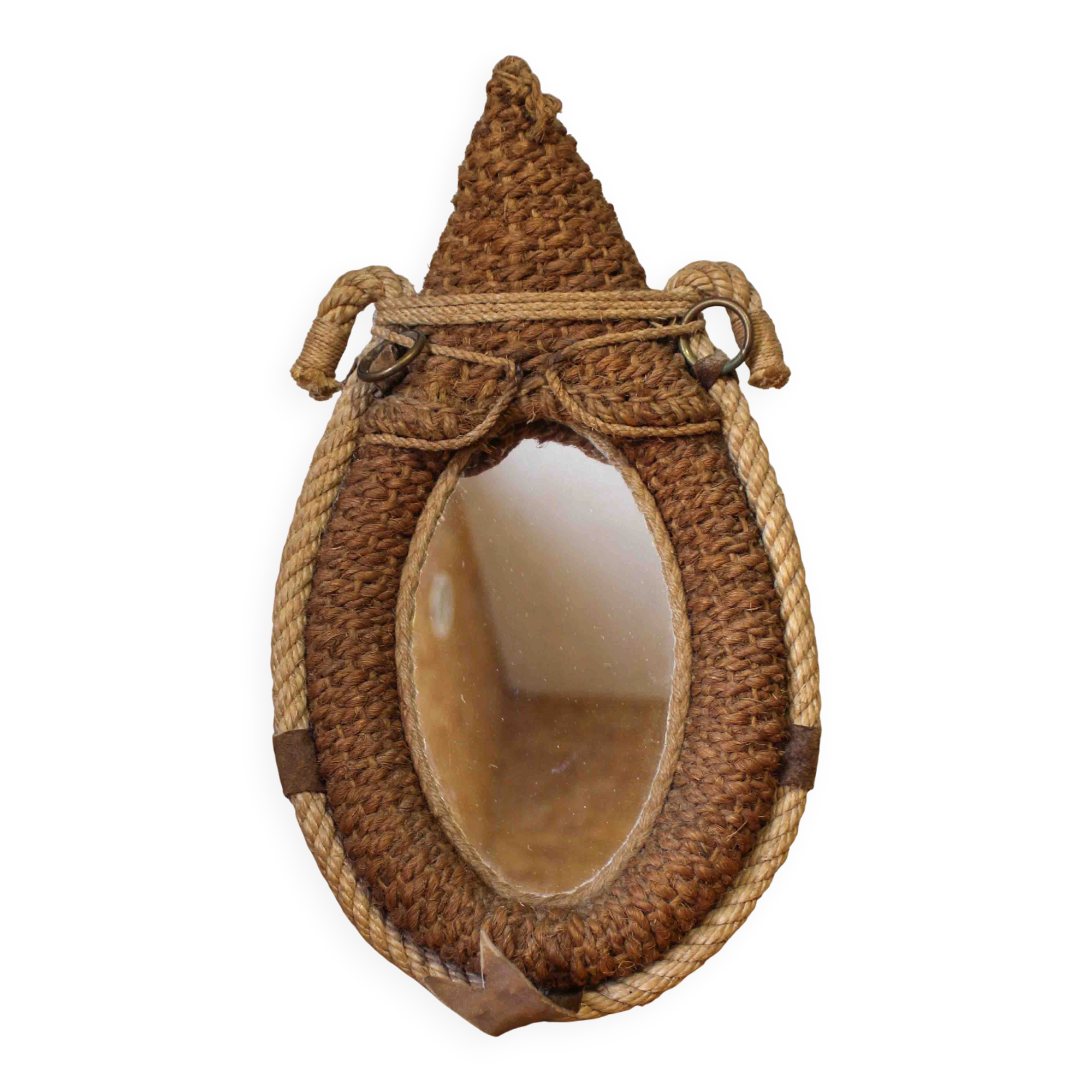 Miroir en corde en forme de collier de cheval attribué à Audoux-Minet