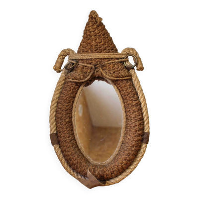 Miroir en corde en forme de collier de cheval attribué à Audoux-Minet