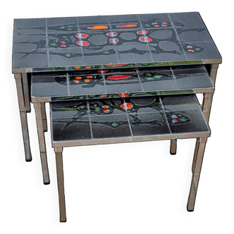 Set of three nesting tables by Juliette Belarti, 1960s, space age