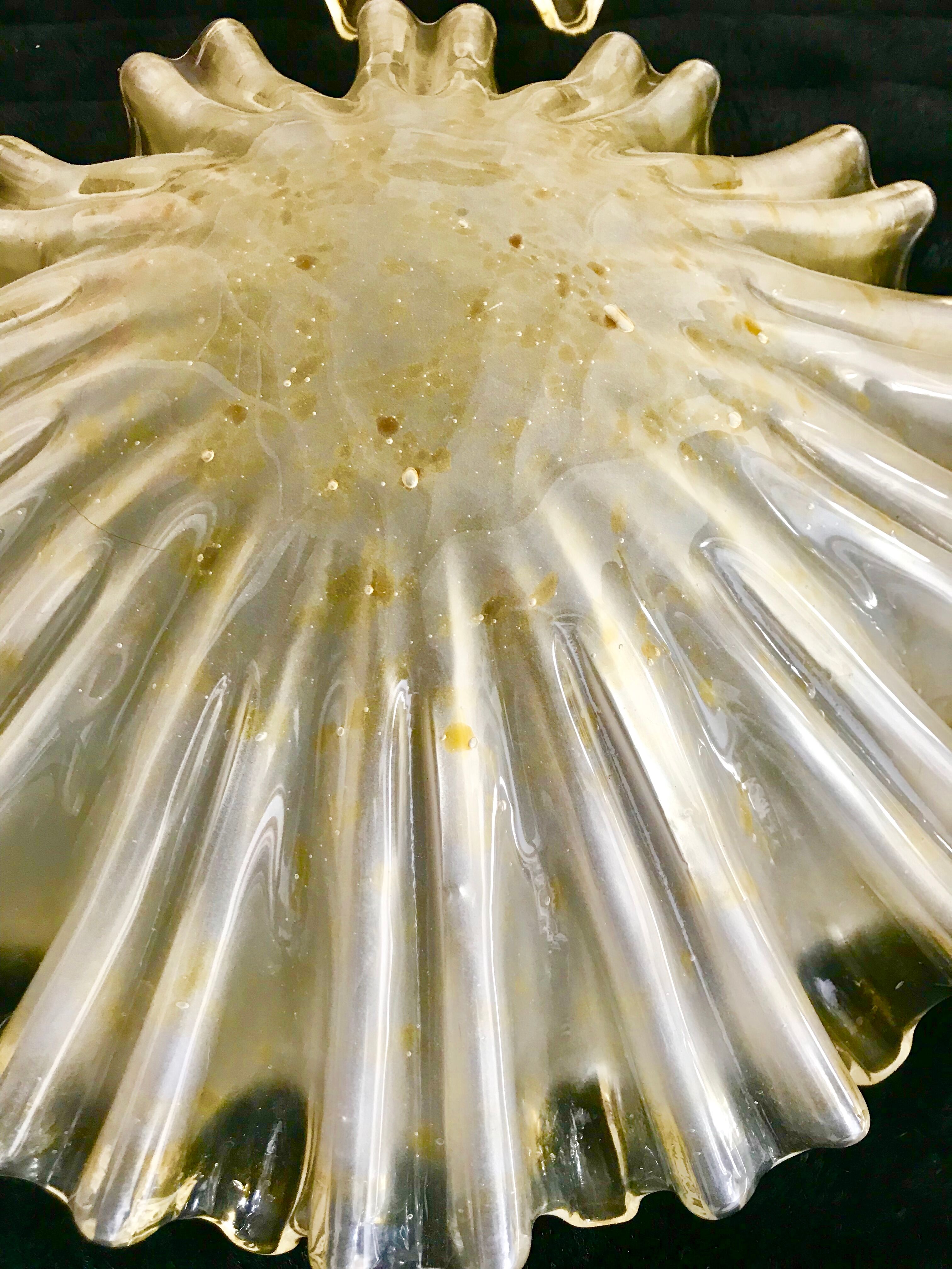 Mazzega gold amber pair of wall light