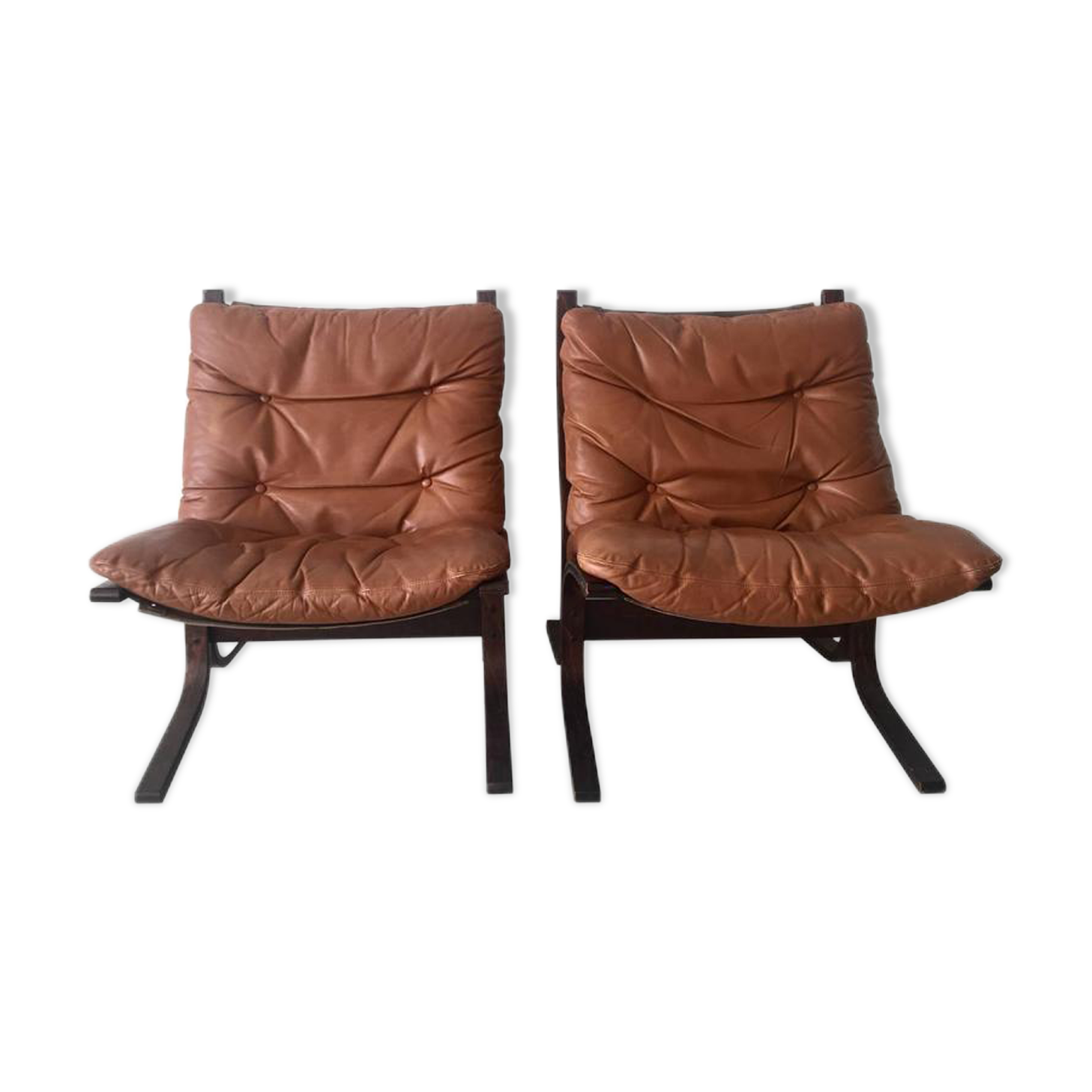 Pair of "Siësta" leather chairs by Ingmar Relling for Westnofa Furniture Norway